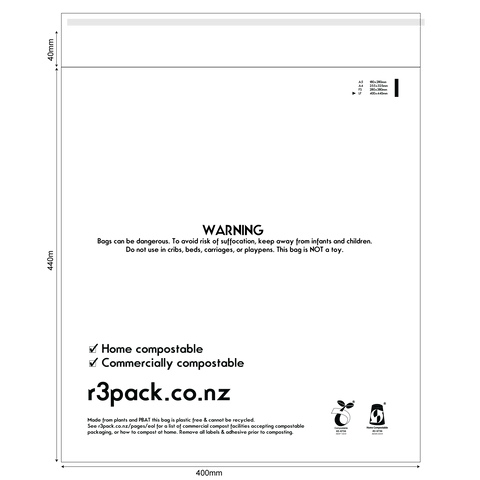 Clear Compostable Bag LF 395x435mm (pack of 100)