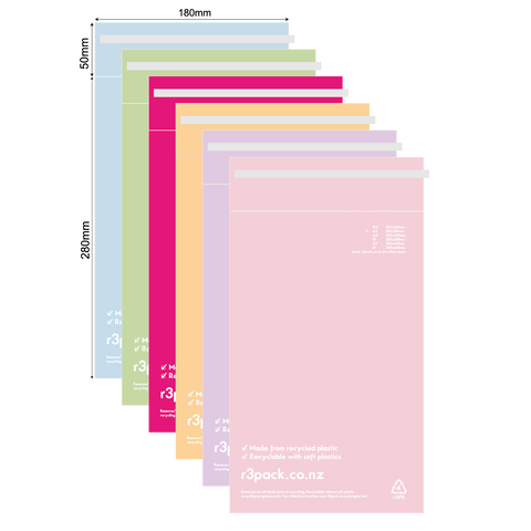 Recycled Courier Bag A5 180x280mm (pack of 100) Coloured