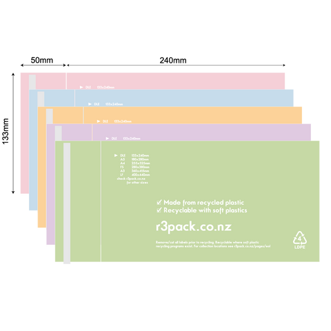 Recycled Courier Bag DLE 133x240mm (pack of 100) Coloured