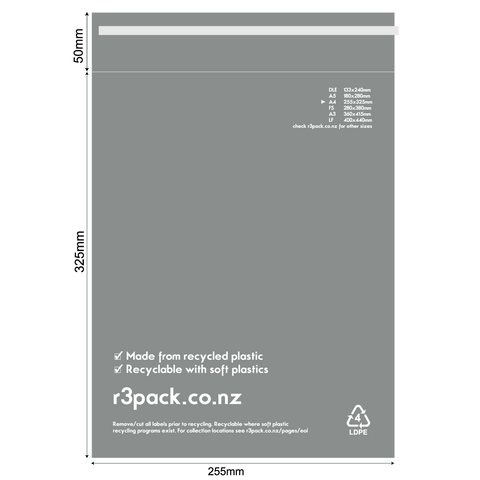 Recycled Courier Bag A4 250x325mm (pack of 100)