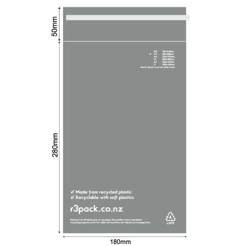 Recycled Courier Bag A5 180x280mm (pack of 100)