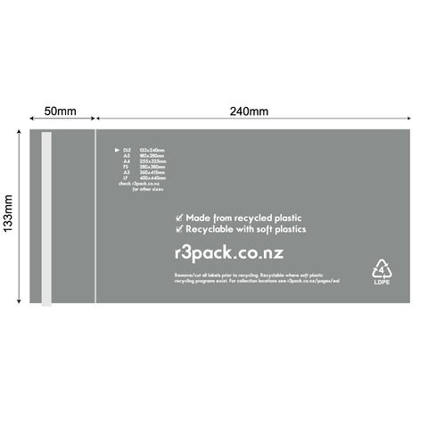 Recycled Courier Bag DLE 133x240mm (pack of 100)