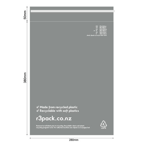 Recycled Courier Bag Foolscap 275x380mm (pack of 100)