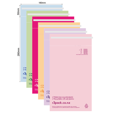 Recycled Courier Bag A5 180x280mm (pack of 100) Coloured