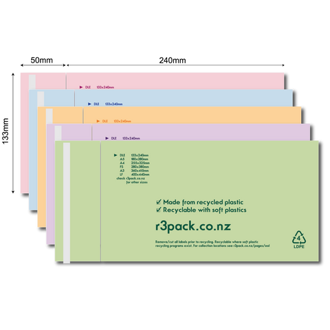 Recycled Courier Bag DLE 133x240mm (pack of 100) Coloured